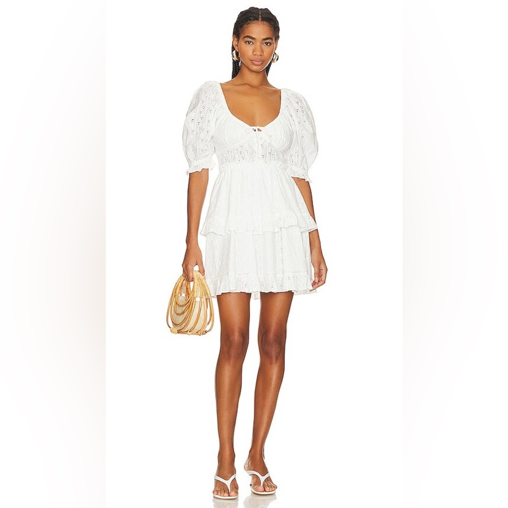 WeWoreWhat White Eyelet PuffSleeve Mini Dress
